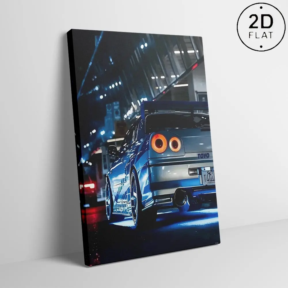 1 piece/set canvas painting print posters,retro realistic Vehicle art,Japanese classic sports car R34 GTR,perfect gift for JDM vintage car culture enthusiasts,ideal gift for bedroom,living room,dormitory corridor, decoration,Wall Art