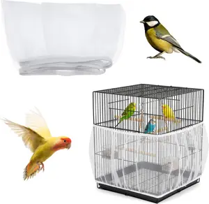 Bird Cage Seed Catcher – Breathable Mesh Net Cover, Adjustable Elastic Cage Liner for Parrots & Small Birds, Stops Seed Scatter