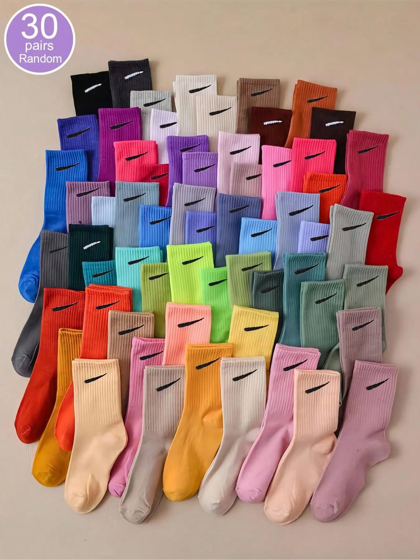 Random Color Women's Crew Socks, Casual Comfortable Breathable Polyester Mid-calf Socks for Daily Wear, Multipack Knitted Socks for All Seasons, Casual Comfy Socks, Underwear for Women