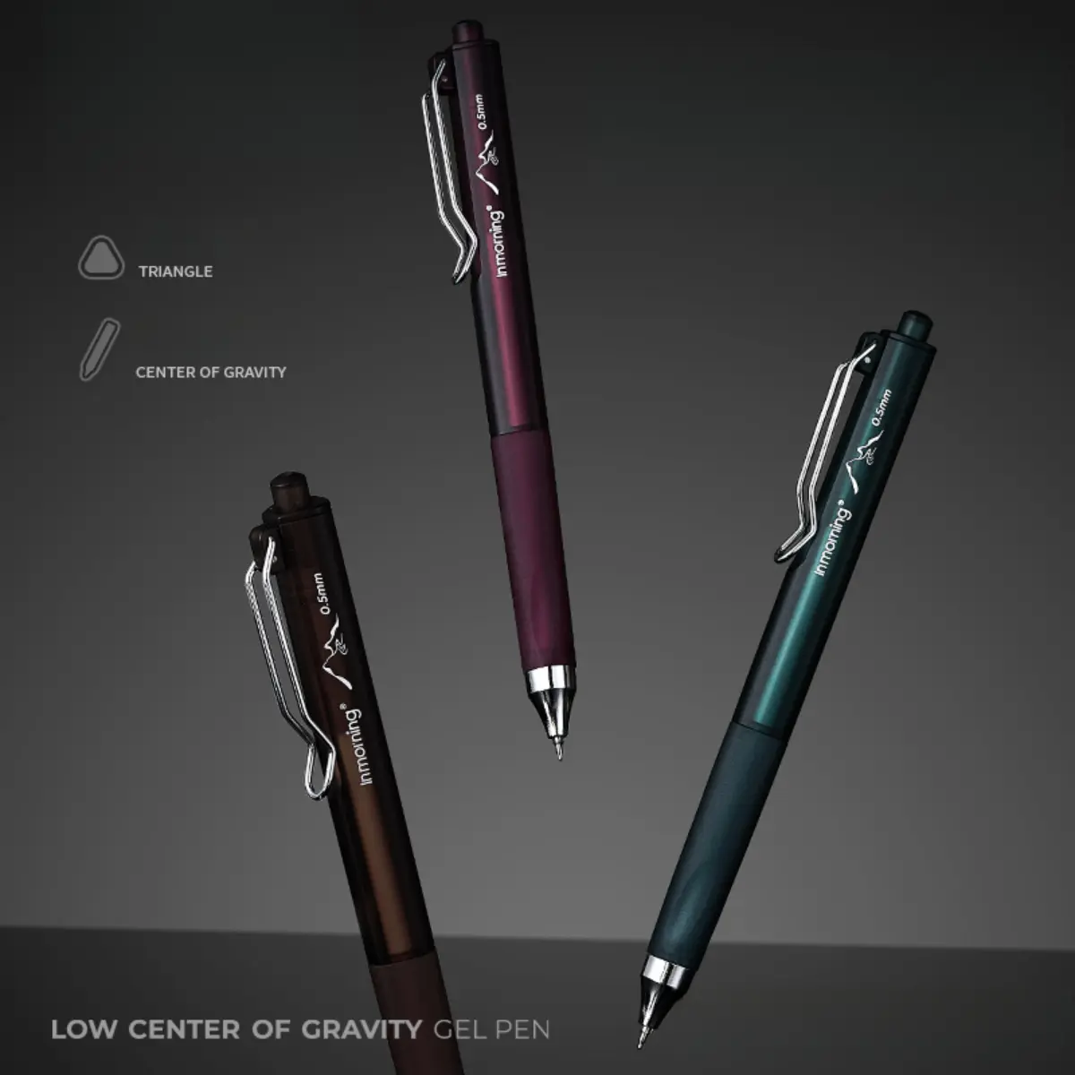 3 Vintage Retractable Gel Pens - Office Stationery, Dark-Tone Business Minimalist Design, Low Center of Gravity, Smooth Continuous Writing, Quick-Dry Ink, High Capacity Black Writing Pens & Refills for Study, Office Use