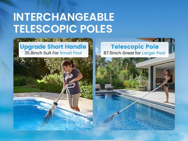 【Spring Cleaning】Enhulk PooCl Vacuum for Above Ground Pool with Telescopic Pole, Running time up to 1H, Handheld Design with Powerful Suction up to 18.5 gallon/min
