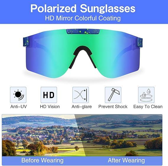 Trendy Sports Sunglasses - Polarised UV400 Mirrored Lens, Windproof & Dustproof for Outdoor Activities - Cycling, Running, Hiking & Driving - Unisex for Women and Men, protection shade Trendy Sports Sunglasses - Polarised UV400 Mirrored Lens, Windproof & Dustproof for Outdoor Activities - Cycling, Running, Hiking & Driving - Unisex for Women and Men, protection shade