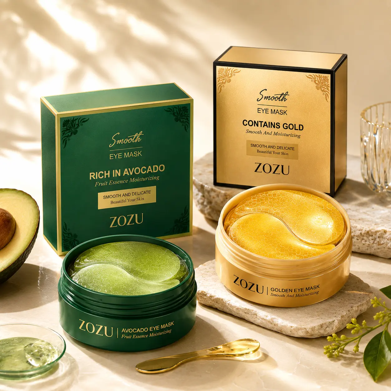 Avocado Gold Zoning Intensive Eye Care Set - Normal Skin Daytime Moisturizing Hydrating Mask, Nighttime Brightening Repair Mask, Natural Plant Extracts Soothe Dry Areas, Daily Eye Health Moisturizer Treatment, Eye Health Products