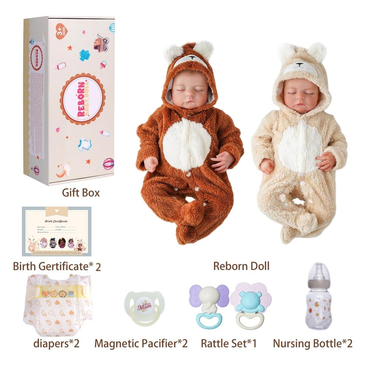 BABESIDE twins Reborn Baby Dolls,20Inch Realistic-Newborn Baby Dolls, Real Life Soft Body Reborn Baby with Toy Accessories Gift Set for Kids Age 3+ for Christmas New Year's gifts Collectible Dolls