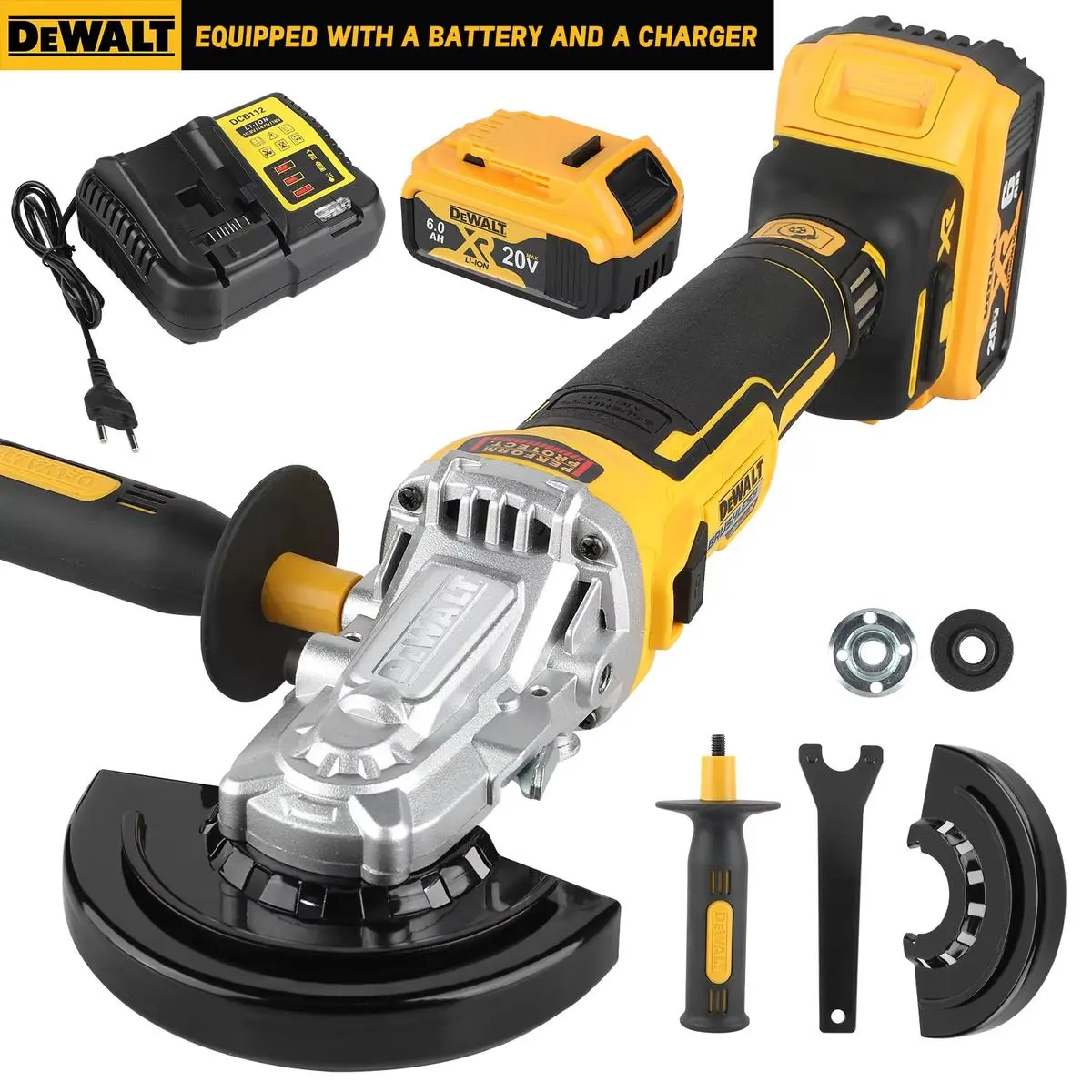 Dewalt DCG405FN 125mm Brushless Standard Angle Grinder - 9000RPM Wireless Power Tool for DIY, Efficient Cutting & Smooth Operation, Portable Lithium Battery-Compatible Renovation Gear