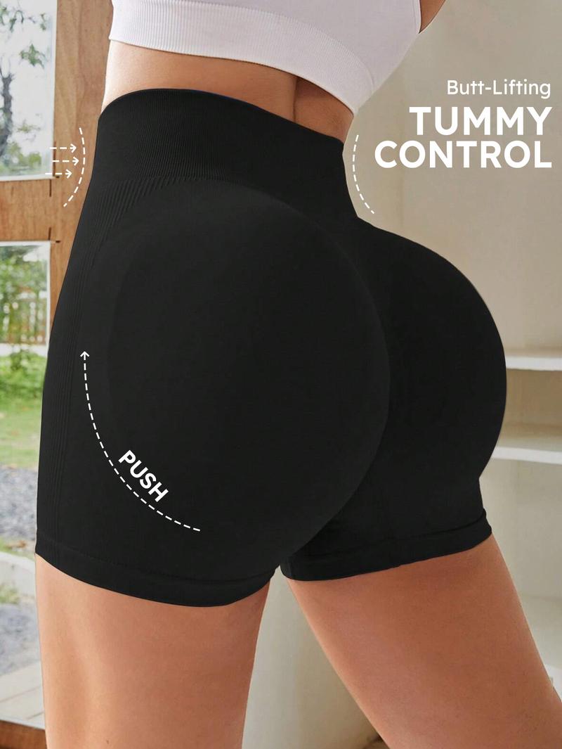 4-Pieces High Waist Tummy Control Side-Ribbed Butt-Lifting Seamless Shorts