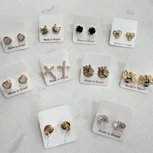 18k Gold Plated Fine Brazilian Jewelry Earrings Assorted Designs Made in Brazil for Women