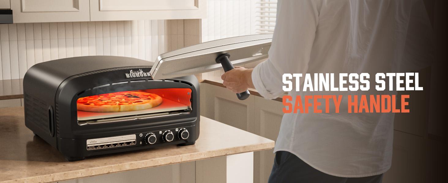 BIG HORN OUTDOORS 14‘’ Pizza Oven Indoor,  Heats up to 800°F, Electric Countertop Pizza Oven with 6 Modes, Flip-Up Design Pizza Cooker for Home Kitchen, Restaurants, Parties  TikTokShopBlackFriday