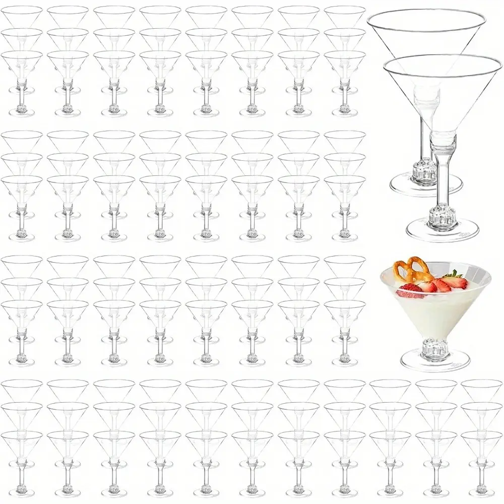 108 Pcs Plastic Martini Glasses, 5 oz Tall Cocktail Glasses, Disposable Mini Plastic Martini Cups for Margarita, Wine, Champagne, Appetizers, Dessert, Wedding, Party, and Bar Events