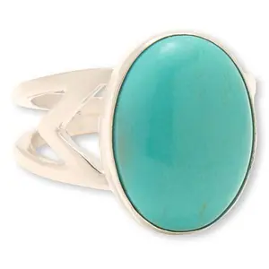 Mine Finds by Jay King Baja Turquoise Sterling Silver Oval Solitaire Ring