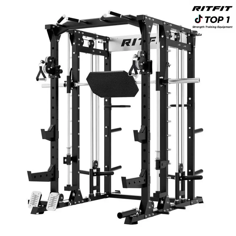RITFIT BUFFALO Adjustable Multifunctional Smith Machine - Adjustable Gym Machine with Lat Pulldown, Cable Crossover, Home Workout Gear for At-Home Strength Training, Workout Machine