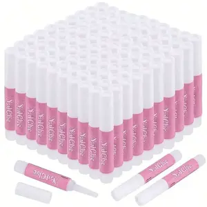 Long Lasting Press On Nail Glue 2G/PCS, Quick Dry Super Strong Adhesive Glue for Acrylic False Nail Tips & Nail Rhinestones, Portable Mini Bottle Nail Glue for Beginner DIY Nail Art
