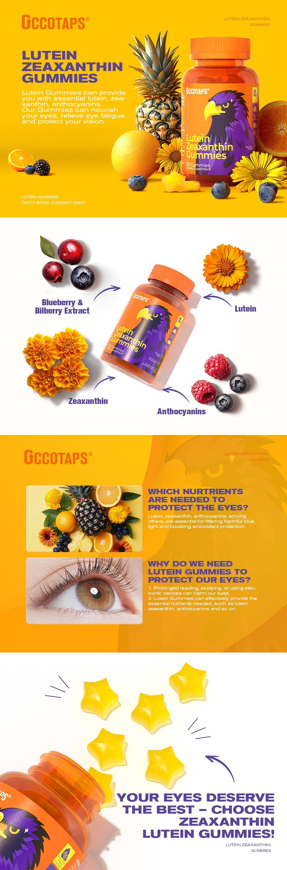 【Healthy Life Choice】Lutein Gummy Eye health vitamins - Sugar-free lutein and zeaxanthin gummy supplements for clear vision, relief of dry eyes, and blue light support for adults and children Edible