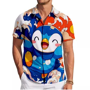 Japan Waves Piplup PKM Hawaiian Shirt | Cool Summer Anime Vibes for Men & Fans