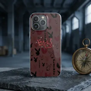 Playboy Bunny Pattern Bitch Neon Script Phone Case
