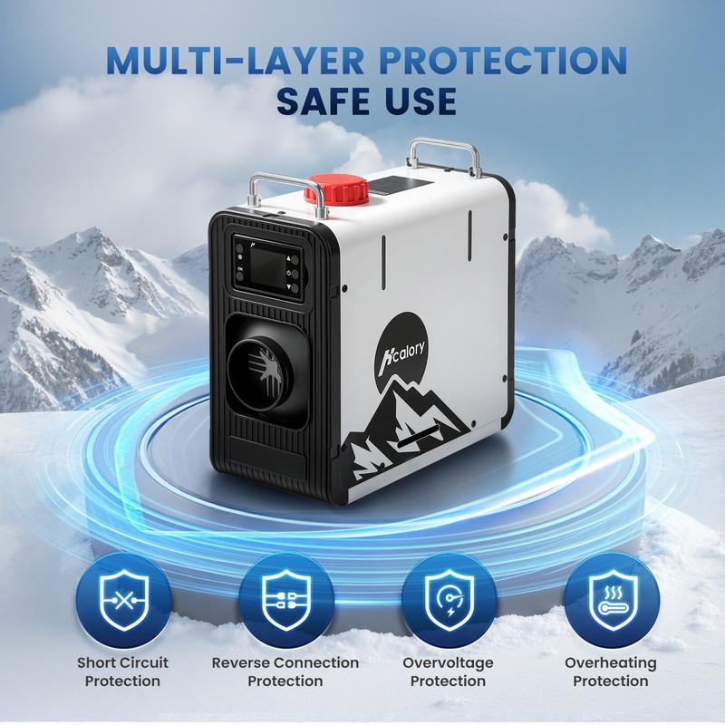 HCALORY 2025 Upgraded 8KW Diesel Air Heater 12V, Portable Diesel Heater with App Control, 10-Temperature Settings, 28% Boost in Burning Efficiency, Auto Start-Stop, and 120V AC 24V DC, for Car, RV, Campers