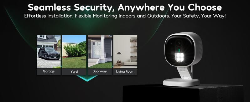 Winees security camera M3pro--Best Smart Security Camera on TikTok, Wired 2K-4MP Color night version,600 lumen spotlight,Dog/Cat/Pets/Baby/Security System,Indoor/Outdoor IP65-Rated, WiFi,