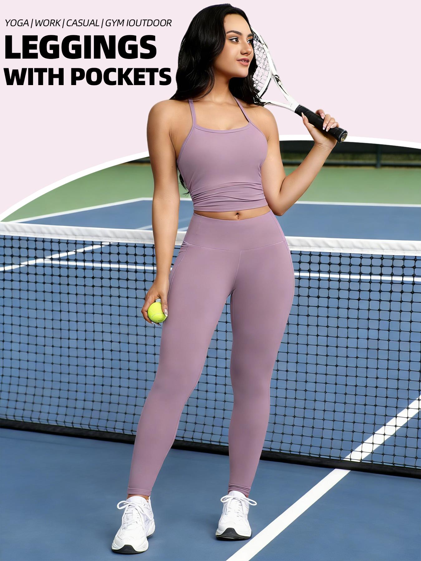 CHRLEISURE 5PCS High Waisted Leggings with Pockets for Women Sports Butter Soft Pants for Running Cycling Yoga Workout Leggings yoga leggings