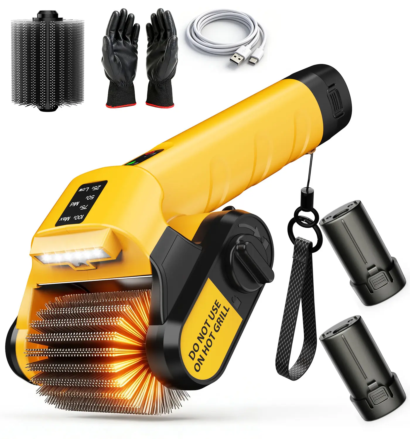 Cordless Electric Rotary Grill Brush - 5000mAh, 350 Mins Runtime, 800RPM Mode, 304 Stainless Steel No Bristle Shedding Cleaner, Lightweight Compact BBQ Tools, Grill Accessories for Outdoor Use, Grill Accessories For Outdoor Grill