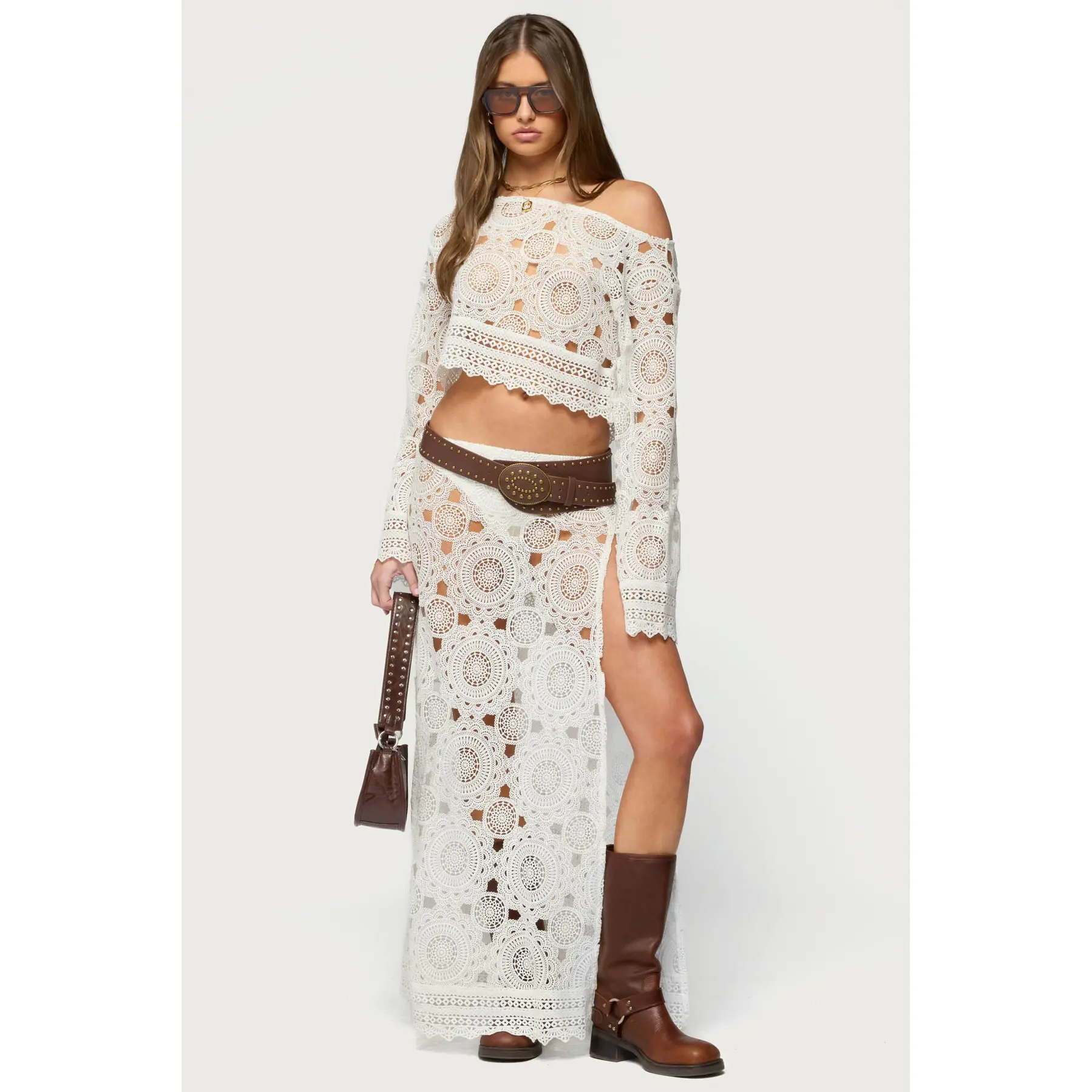 Milana Slit Sheer Lace Maxi Skirt