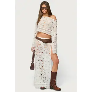 Milana Slit Sheer Lace Maxi Skirt