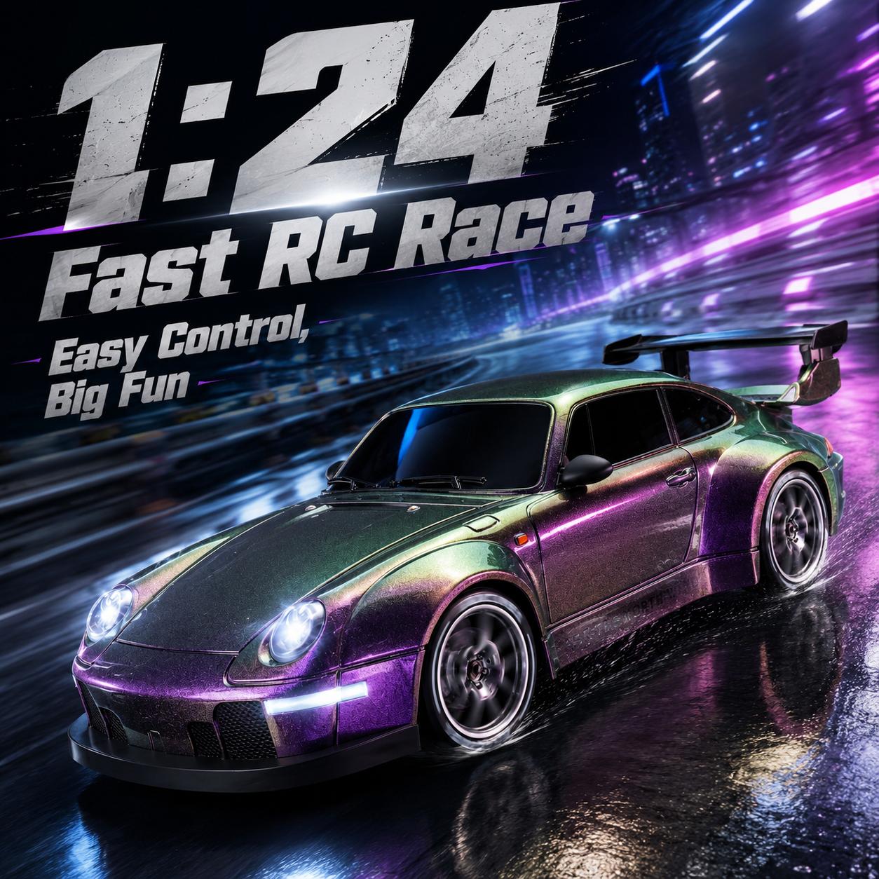 【RC-Kid's Gifts】2.4GHz Remote Control Car, 1:24 Scale RC Drift Car,4WD Racing Car With 2 Rechargeable Batteries & LED Lights,Remote Control Mode Easy for Kids & Beginners,Compact Portable Design,Fun Indoor & Outdoor Play Gift #Toys Gift Preferred Fro Kids