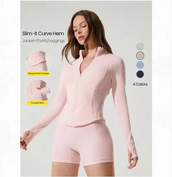 GLOWMODE Hourglass BBL Curved Hem Jacket & 4.3" Shorts & 24“ Crossover Leggings Set TikTokShopBlackFriday