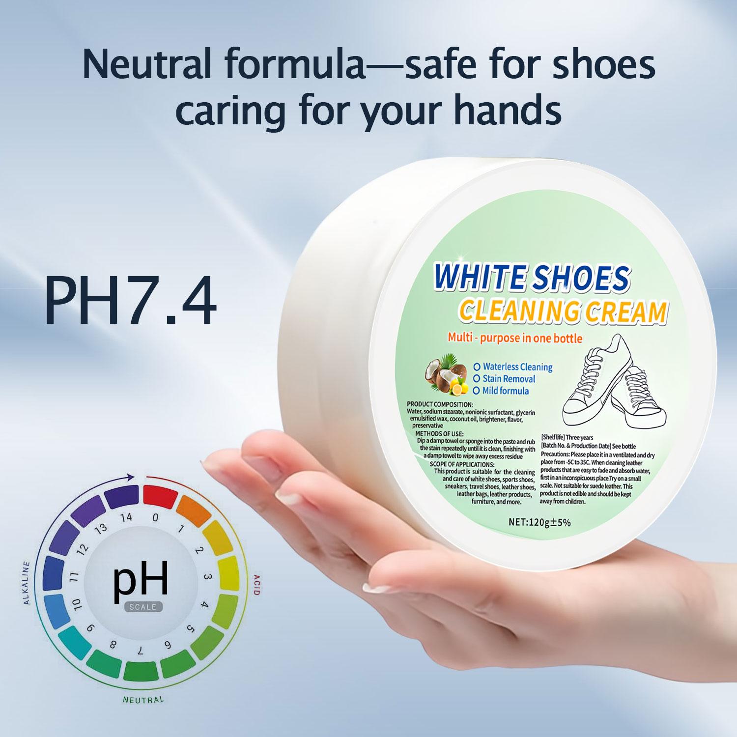 White Shoes Cleaning Cream Multi-Purpose Paste for Sneakers Leather Shoes Sofas Pool Grime Sink Bathroom Stains Powerful One-Brush Clean 1 Box Pack