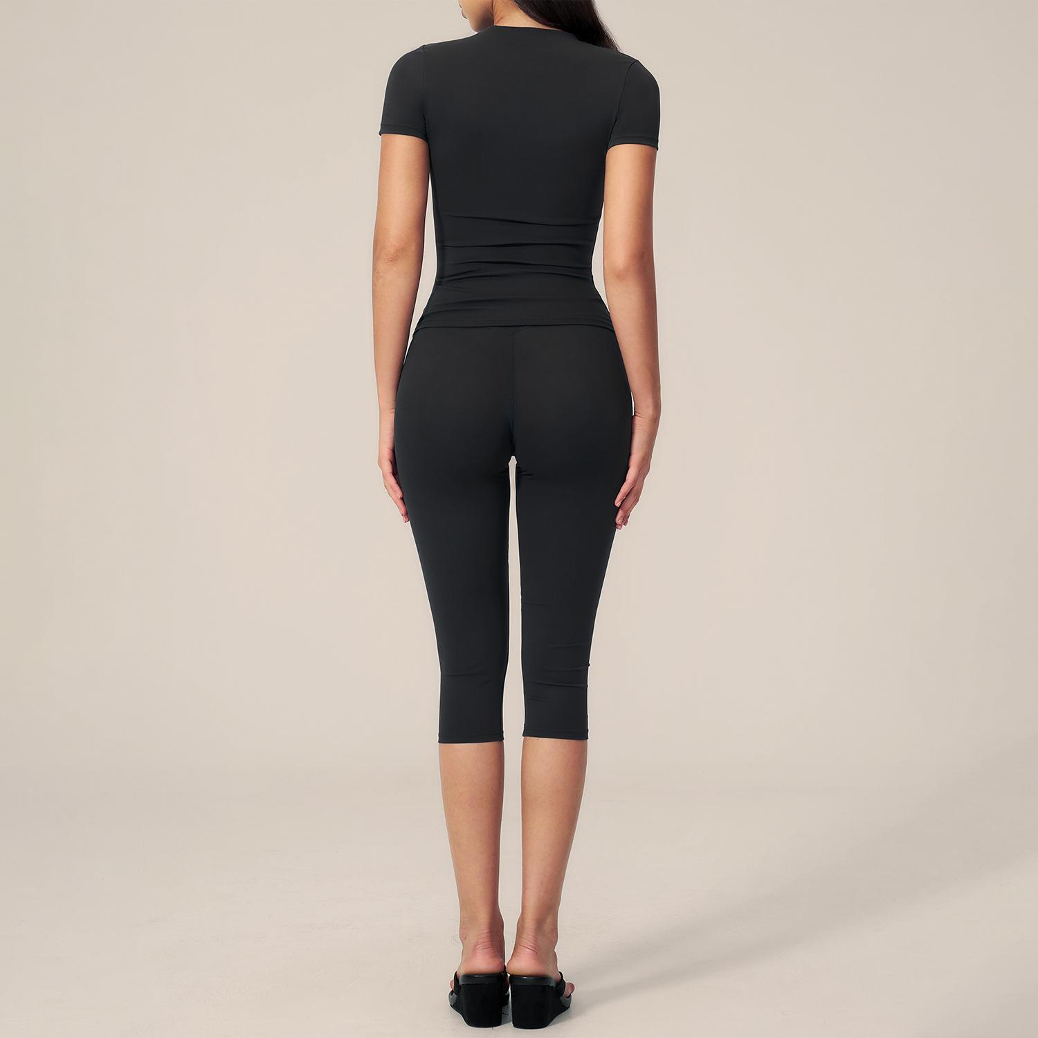 TIMEOFF Women's 2-Piece Yoga Activewear Set - Short Sleeve Round Neck Workout Top, High Waist Capri Leggings with Butt Lifting, Soft Stretchy, Sweat Wicking, Non-See-Through for Gym, Running, Daily Casual, Two Piece Set TIMEOFF Women's 2-Piece Yoga Activewear Set - Short Sleeve Round Neck Workout Top, High Waist Capri Leggings with Butt Lifting, Soft Stretchy, Sweat Wicking, Non-See-Through for Gym, Running, Daily Casual, Two Piece Set