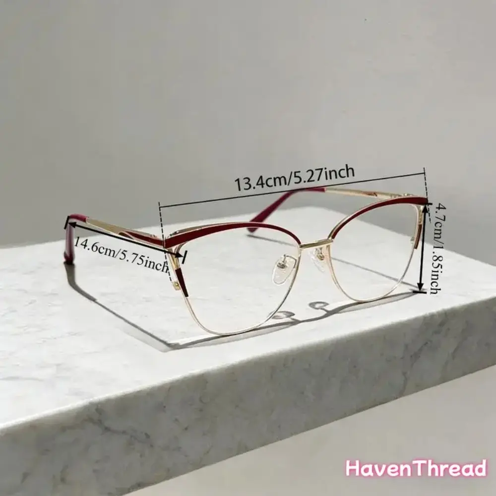 Cat-Eye Metal Frame Blue Light Blocking Glasses Minimalist Smooth Front Design Premium Anti-Blue Light Eyewear for Daily Screen Use Professional Lens Tech Lightweight All-Day Comfort Clear True-Color Lenses tiktokshopbacktoschool