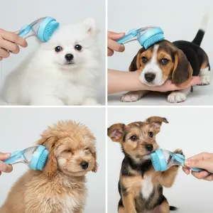 2-in-1 Pet Bathing Brush with built-in shampoo dispenser for effortless shower use.Soft silicone bristles provide gentle massage for both long and short-haired dogs and cats, making bath time simple and enjoyable supplies stuff shedding blade