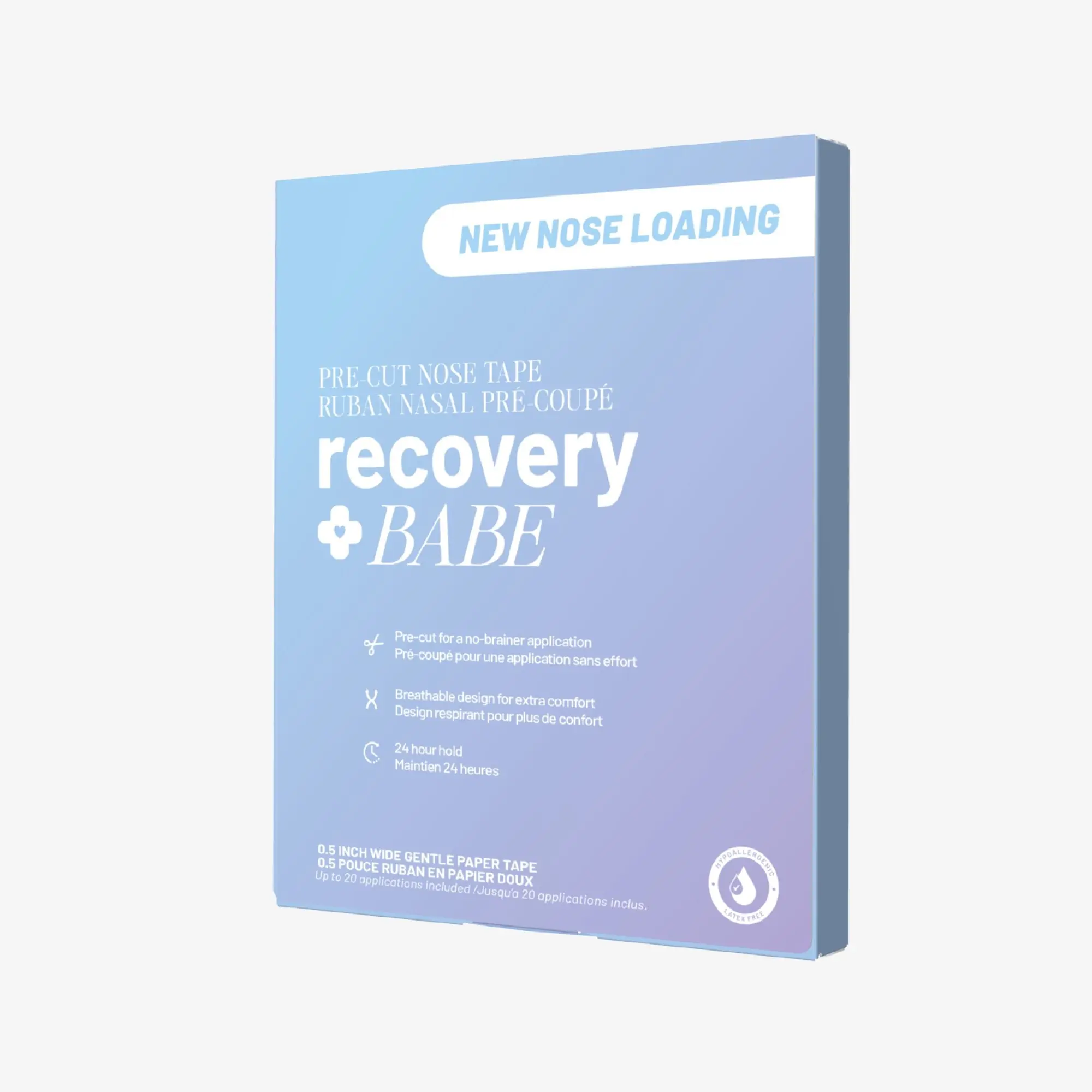 Recovery Babe "New Nose Loading" Pre-Cut Nose Tape - Blue, Breathable, Easy Application for Post-Surgery, Beauty Sleep, Travel, Workouts, Everyday Routines - 10 Sheets, 20 Applications