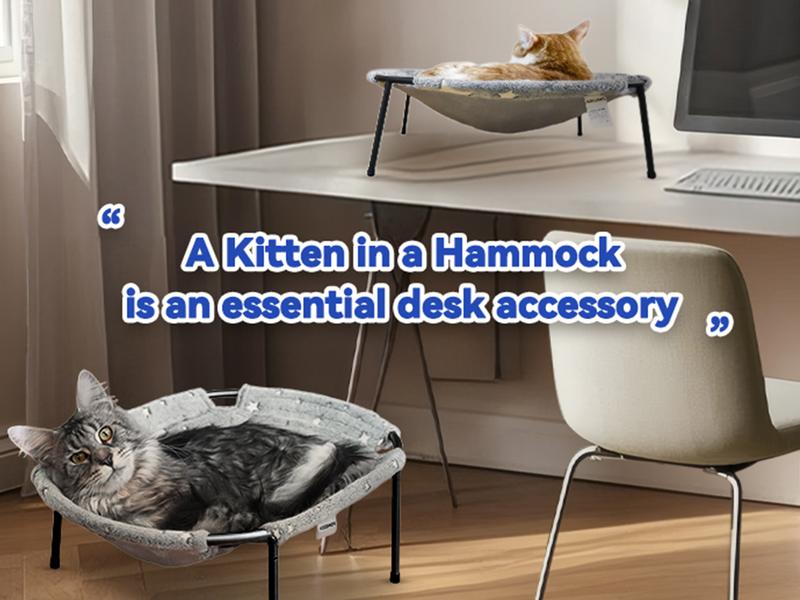 POMESEA Napping Spot,Desk & Floor Cat Hammock,Soft Elevated Pet Bed for Dogs & Cats, Glow in The Dark,Raised Cozy Hammock,Cat Lounge Furniture