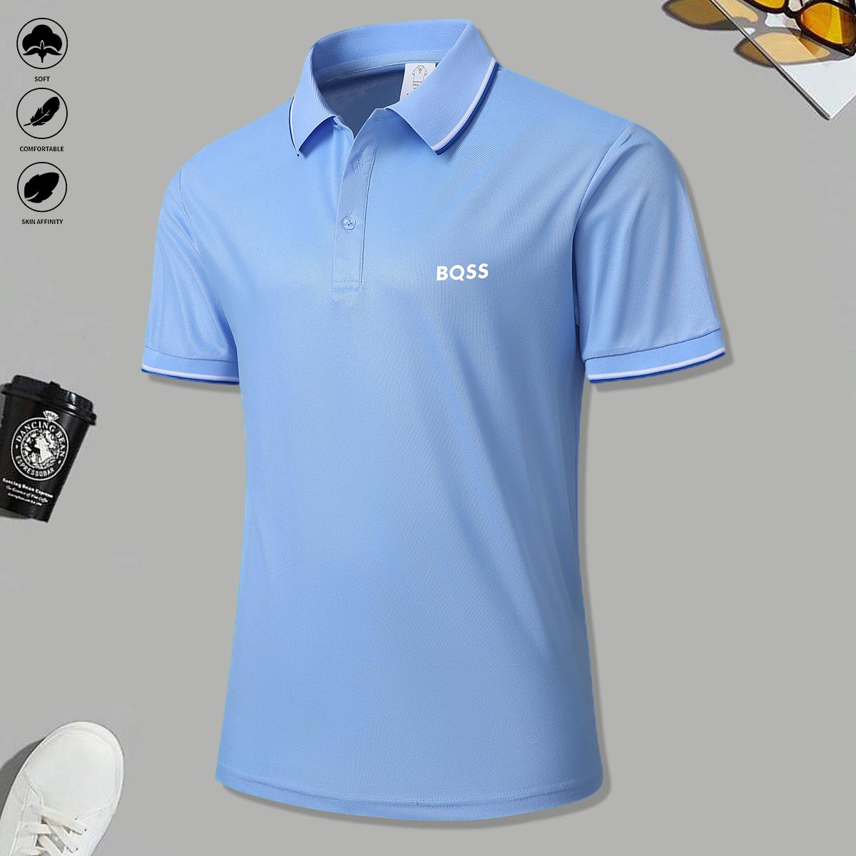 2 men's short-sleeved polo shirts with contrasting stripes make ideal work clothes for casual everyday wear and a great gift option for men's formal shirts.