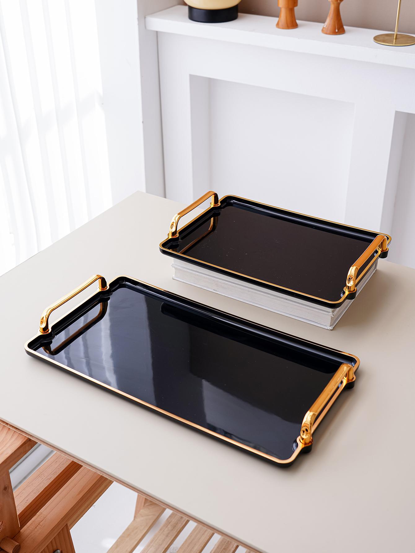 Black Acrylic Serving Tray - Rectangular, Perfect for Kitchen Use, Wedding & Party Decor, Tea Party Setup & Home Display