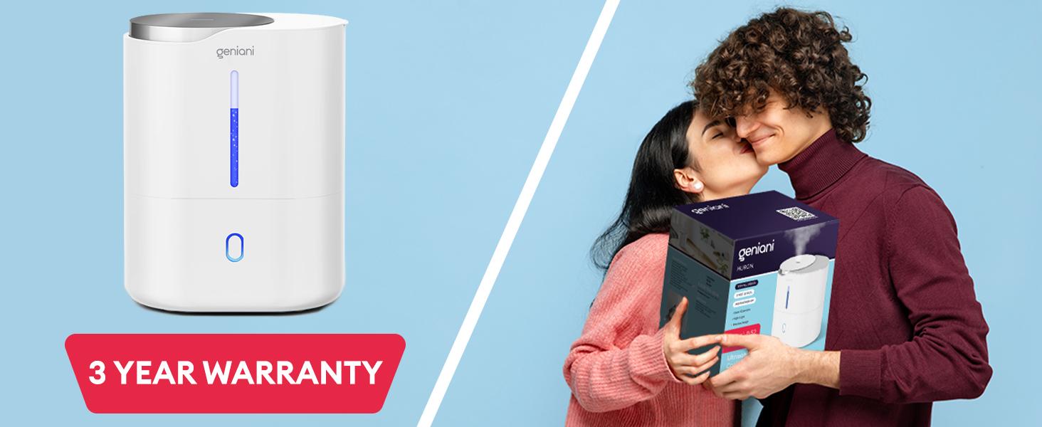 Geniani Huron 4L Ultrasonic Cool Mist Humidifier – Top Fill, Quiet for Bedroom, Plants,  Aroma Terapia  – 18h Runtime, Auto Shut-Off with Oil Scents