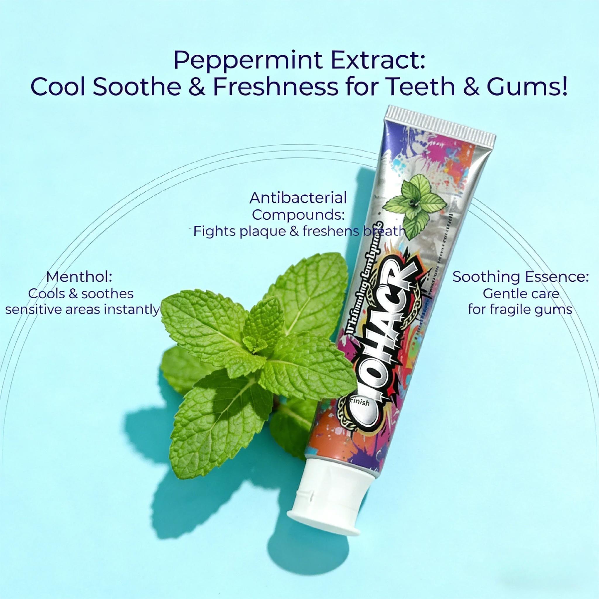 CIOHACK Whitening Toothpaste 3-Pack & Classic Soft Bristle Toothbrushes 2-Pack Natural Mint Flavor Oral Care Bundle for Sensitive Teeth Mint Extract Formula