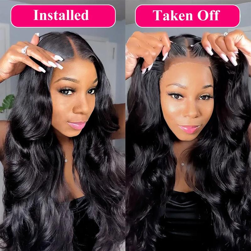 13X6 Glueless Drawstring Wig 180 Density Wear And Go Body Wave Wigs Human Hair Pre Cut Pre Plucked Body Wave Lace Front Wigs For Women 13X4 Pre Cut Lace Closure Wig Natural Hairline