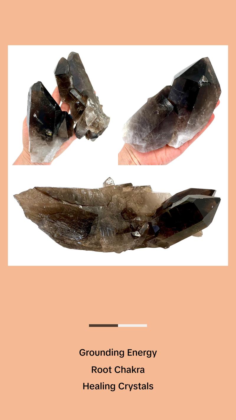 Raw Smoky Quartz Cluster with Large Points Raw Smoky Quartz Cluster with Large Points