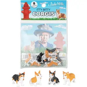 Itty Bitty Corgis (Bag of 8) - Puppy Dog Statue Mini Figurines - Archie McPhee