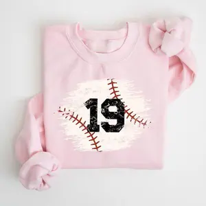 Personalized Baseball Number Sweatshirt, Custom School Team Jersey Crewneck, Vintage Baseball Mom Graphic Shirt, Retro Game Day Apparel, Custom Player Number Gift for Sports Fans, Cute Distressed Pullover