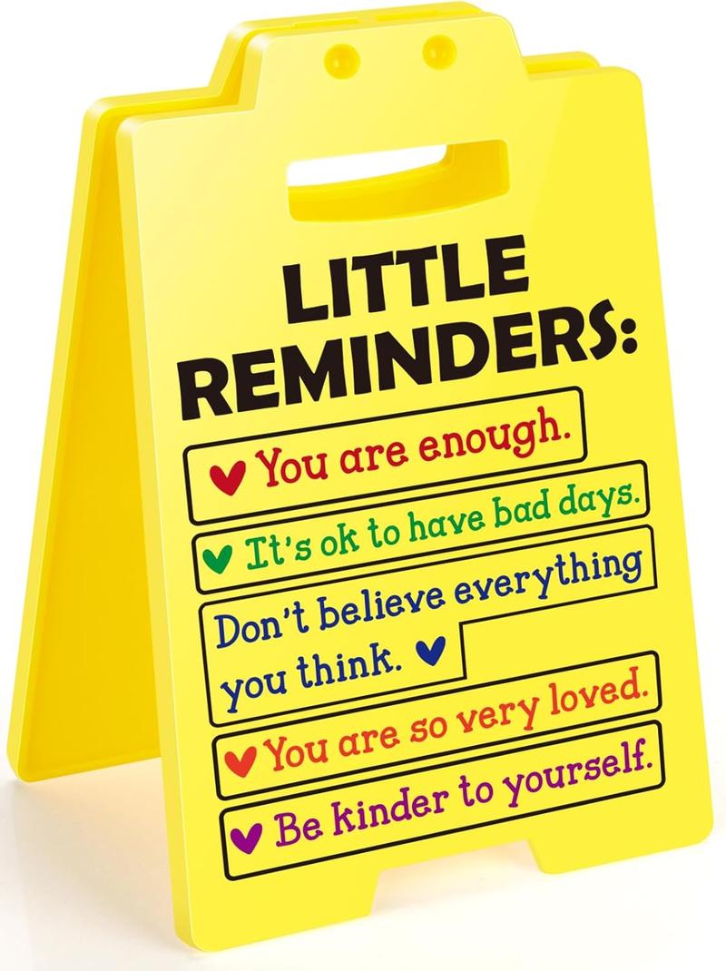 Desk Sign for Workday Humor - 6.3 x 3.9 in - Caution Overstimulated, Answer Desk Rate, Team Nuts - Yellow Sign with Black Text, for Office, Classroom, Home - Gift for Colleague, Boss & Employees