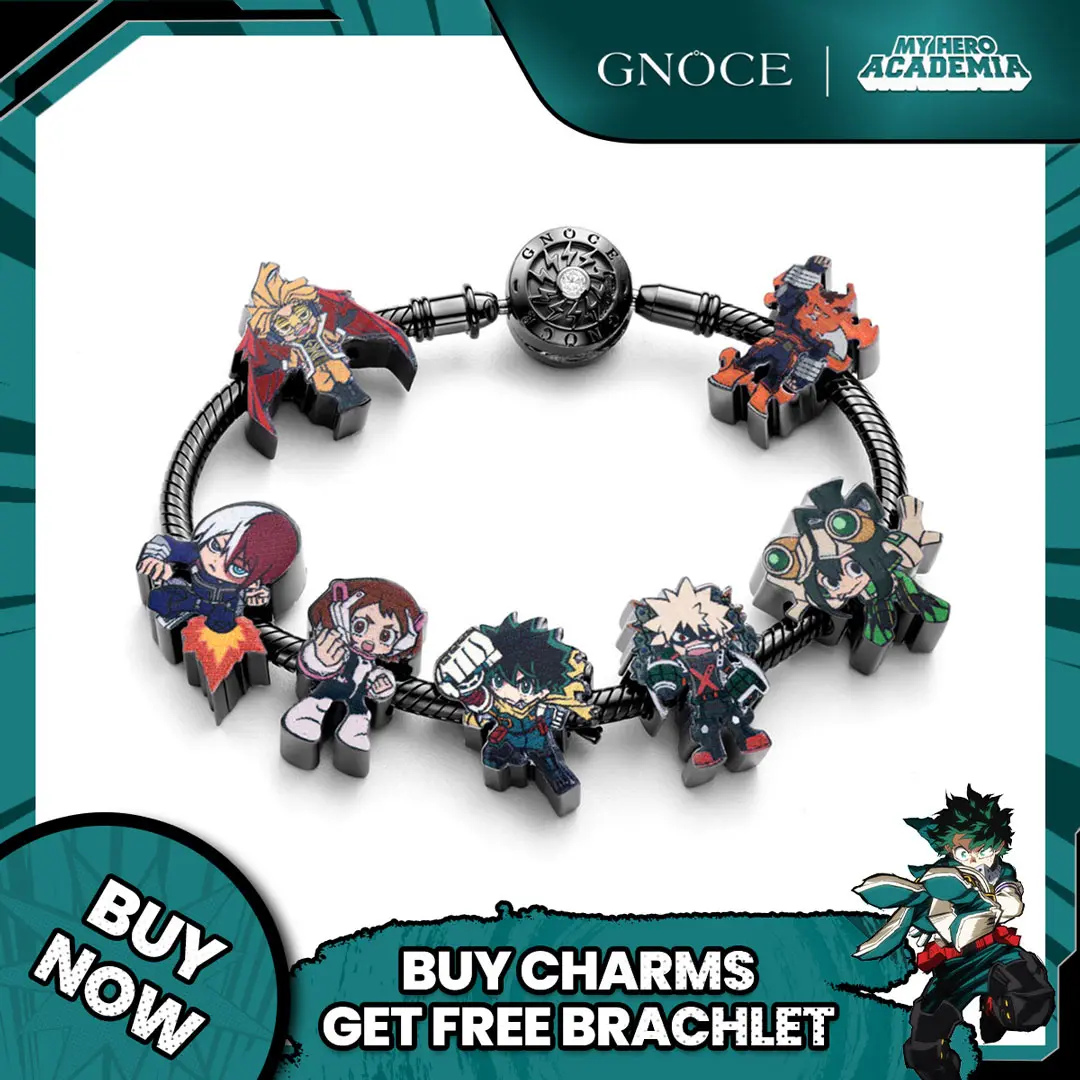 GNOCE S925 Sterling Silver My Hero Academia Hero Charm, Preppy U.A. High School Pendant, Collectibles for Fans and Unisex Wear, Aesthetic Jewelry, Bracelets Accessories, Trendy Jewelry Bracelet