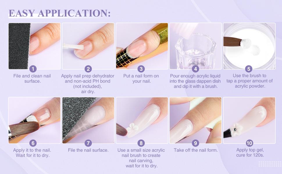 SAVILAND Acrylic Nail Kit for Beginners - Clear White Pink Acrylic Powder Set with Liquid Brushes Forms and Dappen Dish for DIY Nail Art and Manicure at Home