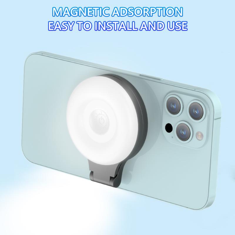 Portable Magnetic Phone Ring Light, 180° Flip Rechargeable LED Selfie Light for Live Streaming, Video Calls, Makeup, YouTube & TikTok