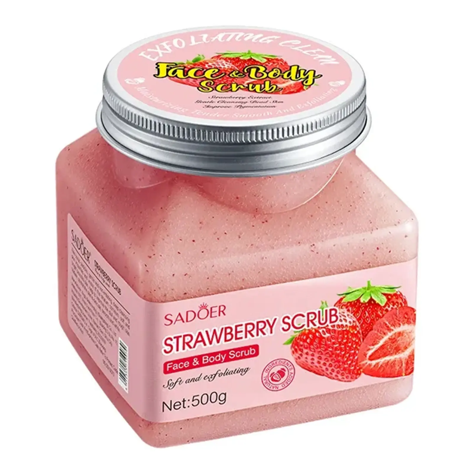 Rumilife Strawberry Exfoliating Scrub, Moisturizing Body Scrub Gel, Deep Cleansing Exfoliator, Natural Strawberry Peeling Scrub for Smooth Soft Skin