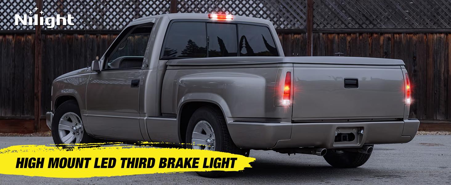 Nilight Third Brake Light Tail High Mount 3rd Stop Cargo Reverse Lights Red Lens Compatible with Chevy GMC C/K Series 1500 2500 3500 1988-2000 Chevrolet Blazer 1992 1993 Chevy Silverado 1994-1998
