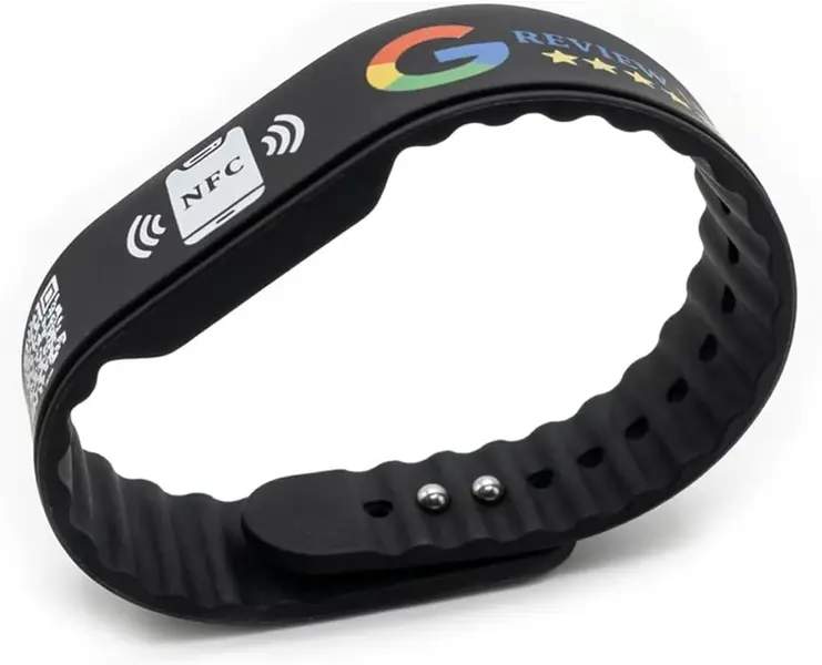 Double Layer Silicone NFC Social Wristband with QR Code - Tap-to-Follow, Tap-to-Review, Rewritable, Analytics, Waterproof NFC Chip Card