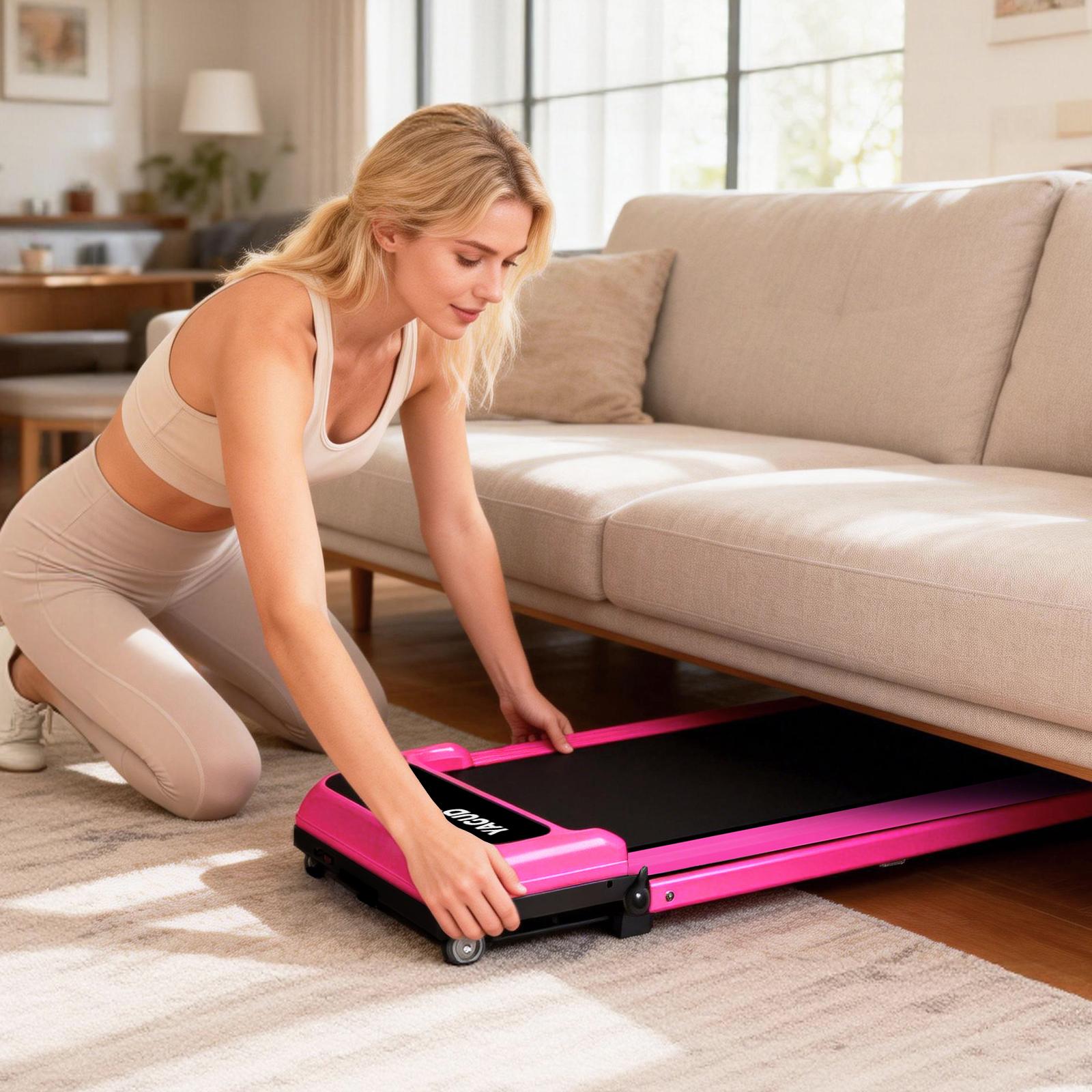 【New Arrival】SUMMERVIBES YAGUD Electric Folding Treadmill with Handrail, Low Noise Motor – 265lbs Weight Capacity Spacious Belt Walking Pad, Dual Shock Absorption, Remote Control & Wheels for Easy Moving – Includes Free Resistance Bands and Remote