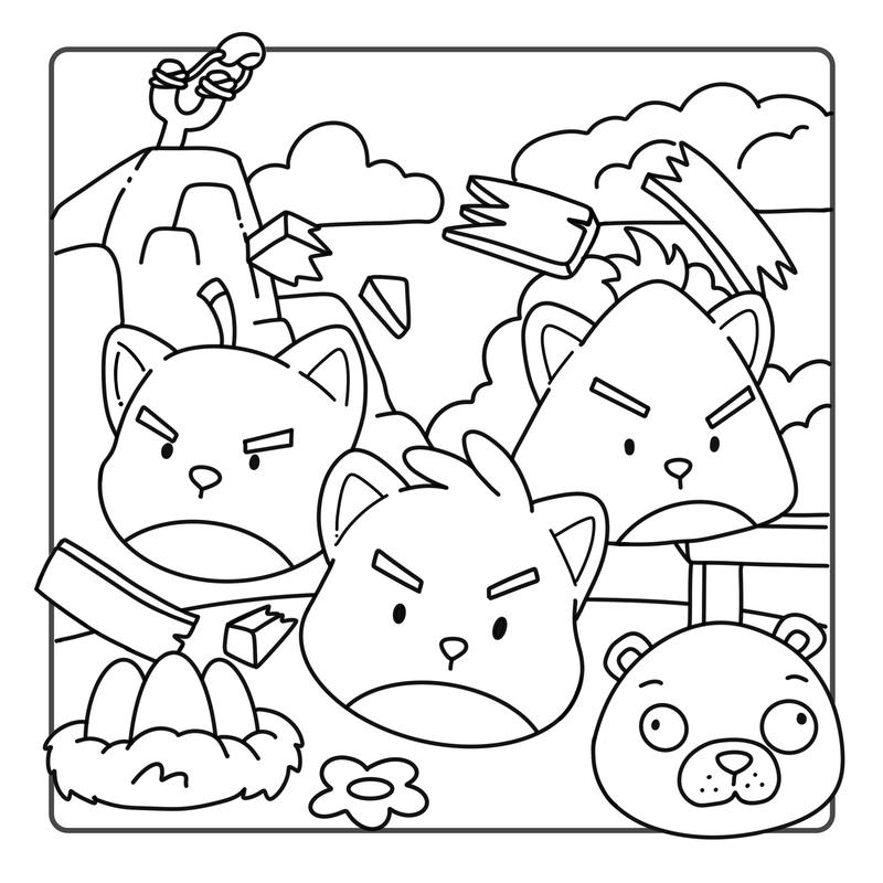 Mojidoo Fuzzy Gamimals Cozy and Cute Coloring Book for Adults Teens & Kids Featuring Comfy Animals Friends in Game-Inspired Scenes 8.5 x 8.5 inches Single-Sided Printing